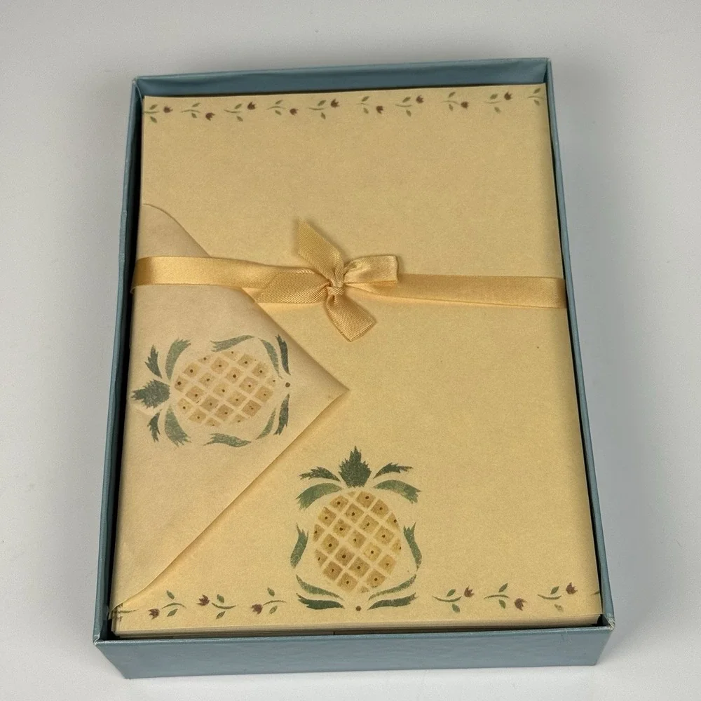 Mead Products Country Stencil Pineapple Stationery Envelope Set Cottage Core VTG
